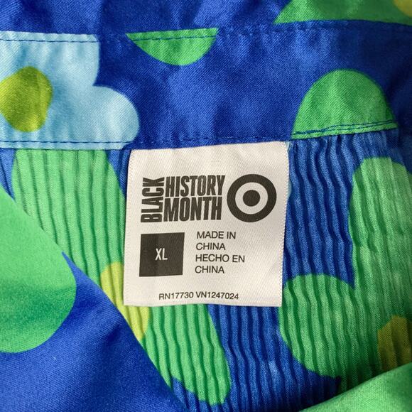 Target Black History Month x Sammy B Shirt Blue Green Floral Pleated Women's XL - Picture 3 of 7